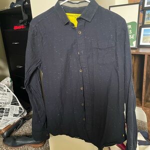 Black Button-Up Shirt with Speckled Design